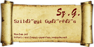 Szilágyi Gyárfás névjegykártya